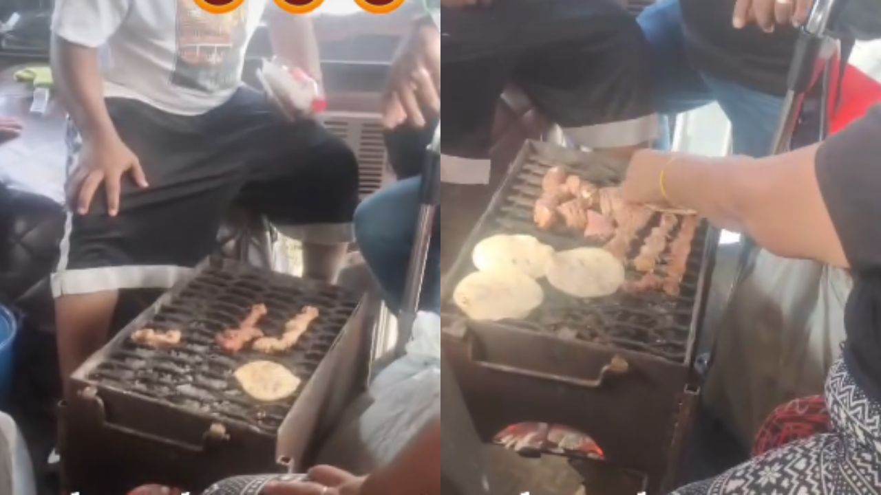 Graban a hondureños preparando carne asada a bordo de un bus en Tela