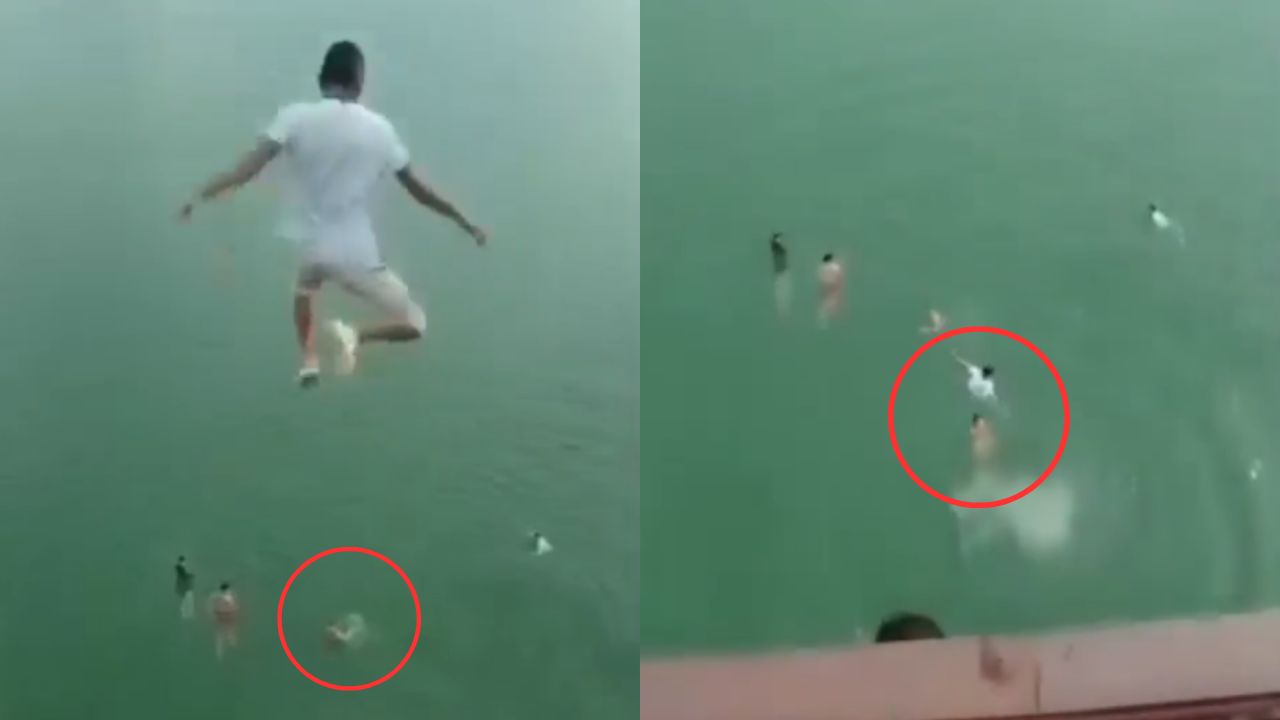 Vídeo: Joven termina con fracturas cuando otro le cayó en clavado en represa