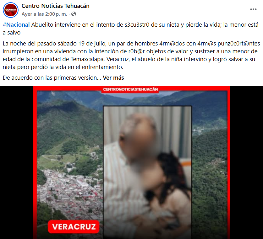 Captura de pantalla de la publicación