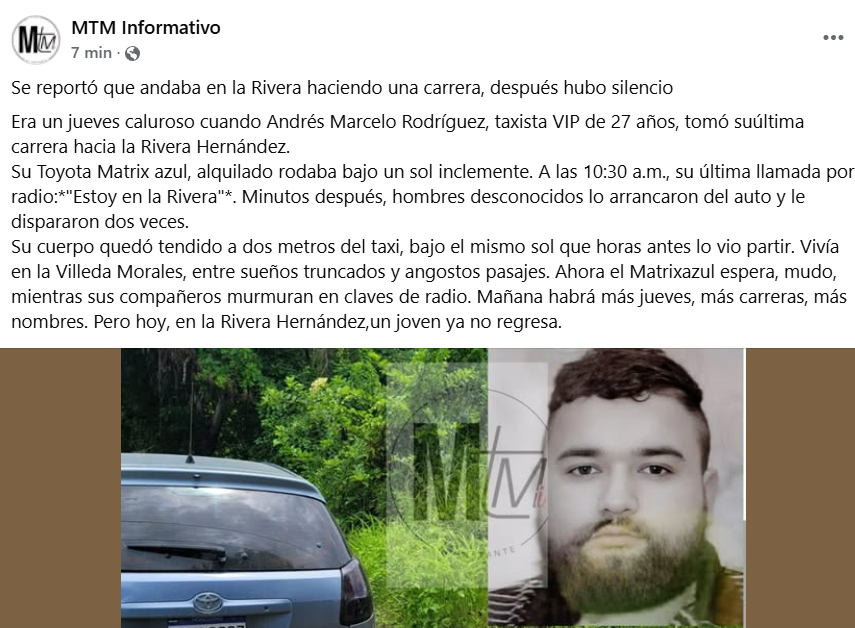 Captura de pantalla de la publicación