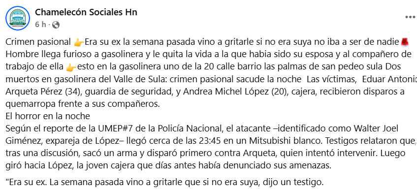 Captura de pantalla de la publicación