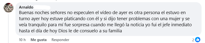 Captura de pantalla del comentario