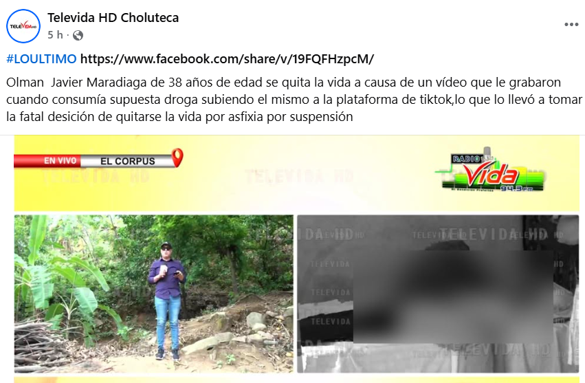 Captura de pantalla de la publicación