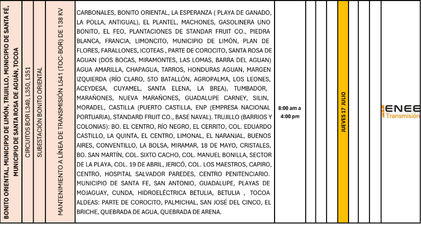 Lista de colonias que no tendrán luz pasado mañana