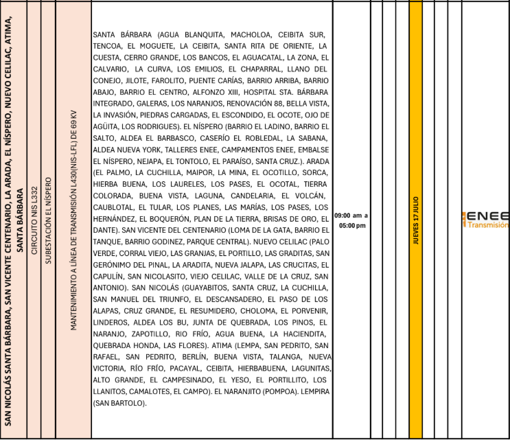 Lista de colonias que no tendrán luz pasado mañana