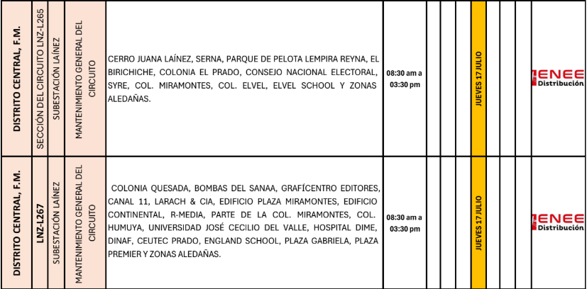 Lista de colonias que no tendrán luz pasado mañana