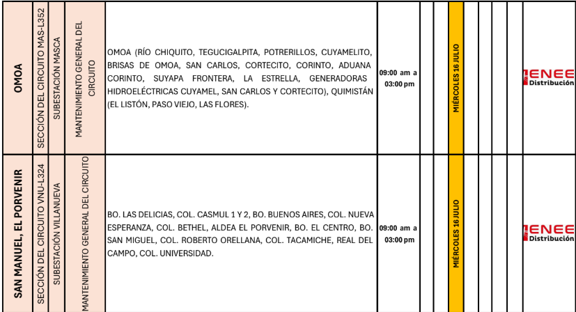 Lista de colonias que no tendrán luz pasado mañana