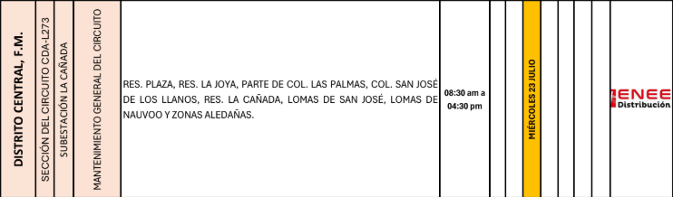 Lista de colonias que no tendrán luz pasado mañana