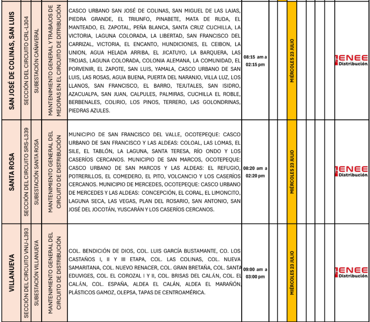 Lista de colonias que no tendrán luz pasado mañana