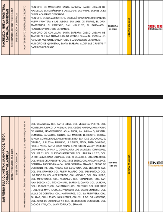 Lista de colonias que no tendrán luz pasado mañana