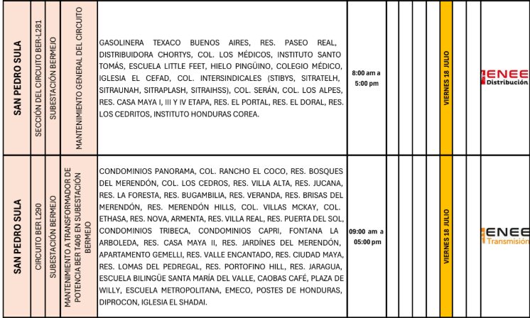 Lista de colonias que no tendrán luz pasado mañana