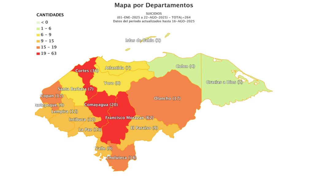 Mapa de suicidios en Honduras