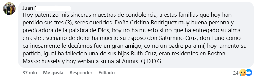 Captura de pantalla del comentario