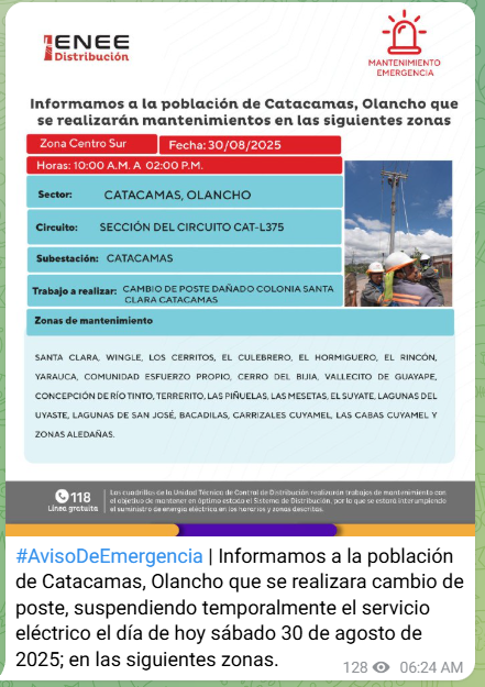 Comunicado de la ENEE