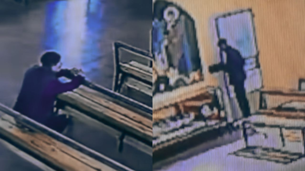 ¿Perdón antes del crimen? Cámara graba a ladrón 'rezando' antes de robar en iglesia