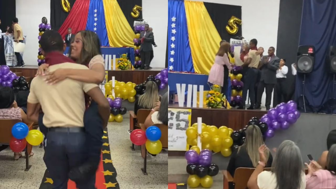 'Te adoro, hermano': Joven lleva en sus brazos a su amiga durante su graduación
