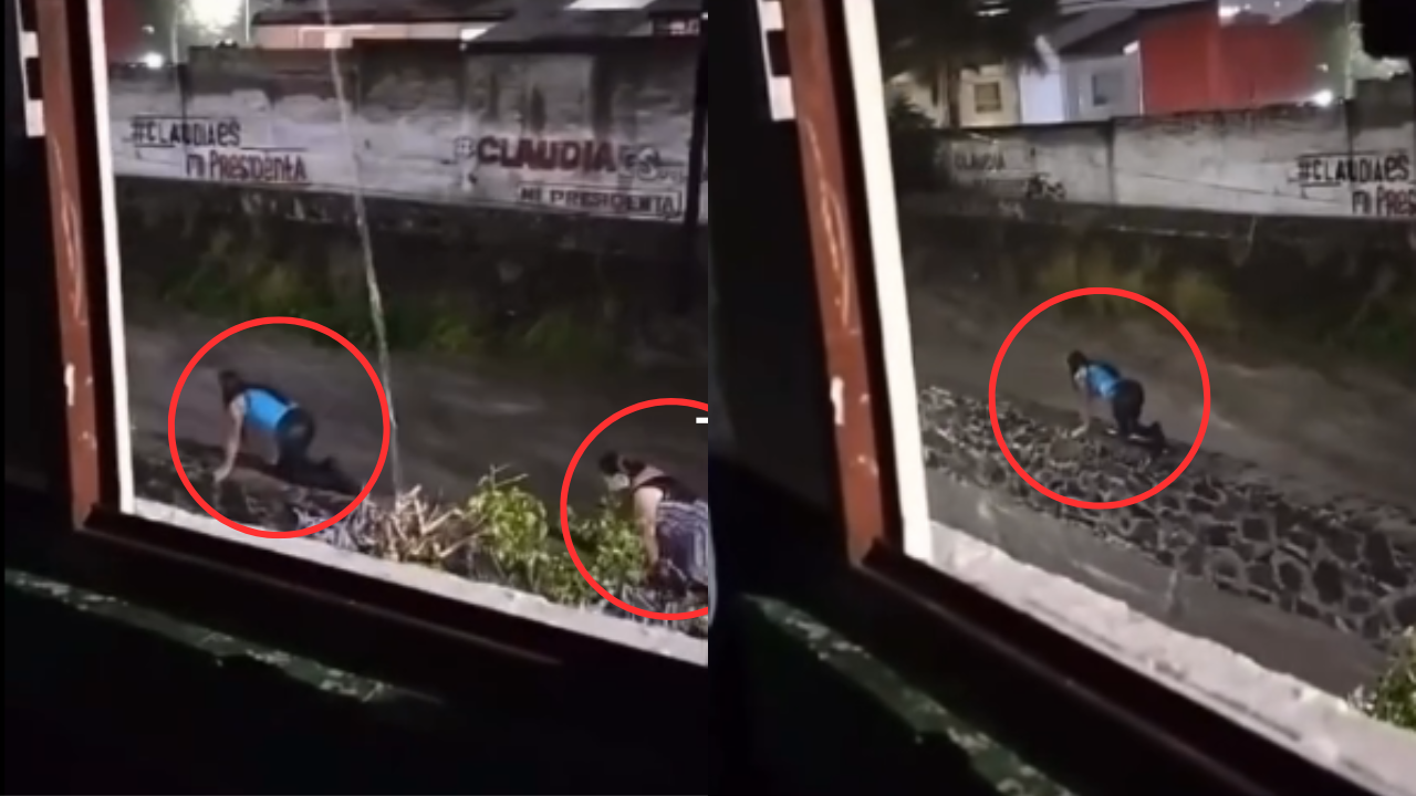 Mujeres quedaron atrapadas en canal de agua, con riesgo de caer a la corriente