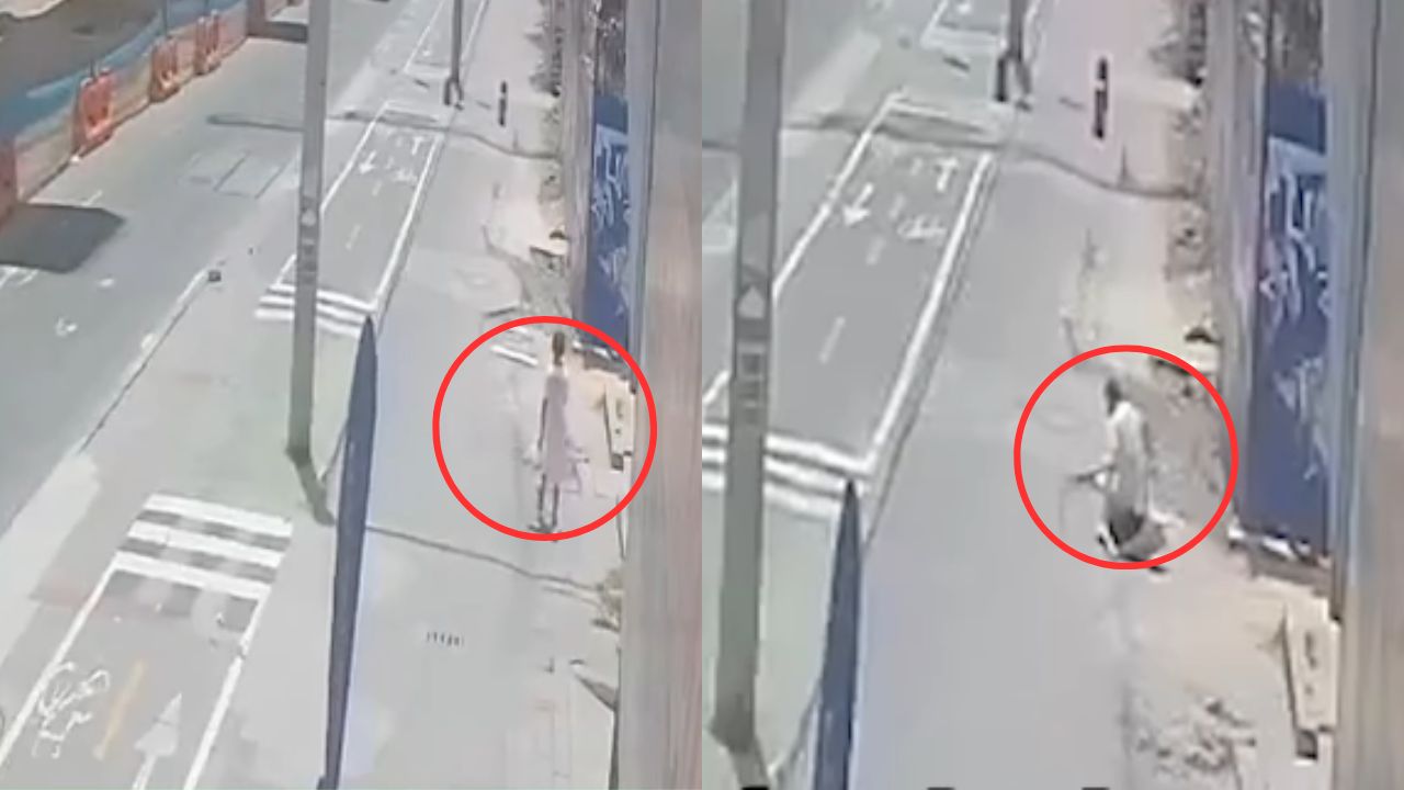 Cámara graba momento en que niño cayó a una alcantarilla sin tapadera