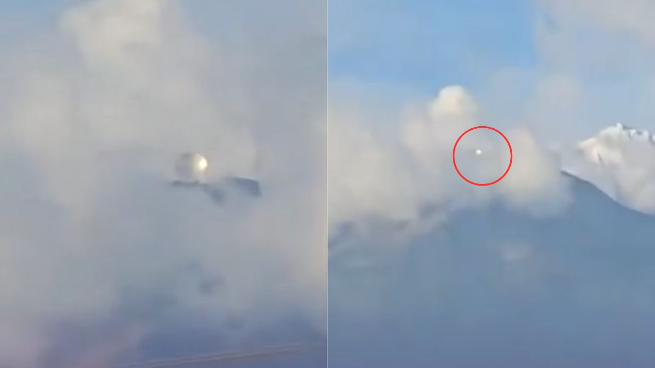 ¿OVNI? Graban extraña figura esférica flotando entre las nubes, ¿qué era?