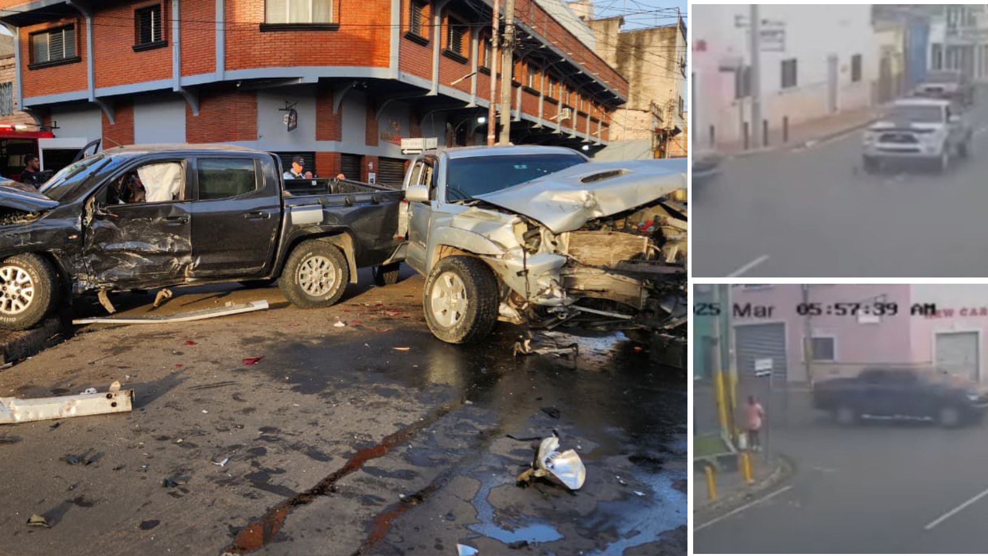 Sale a la luz video del accidente entre dos pick ups en Comayagüela