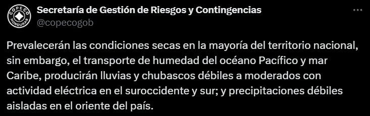 Publicación de Copeco sobre el clima