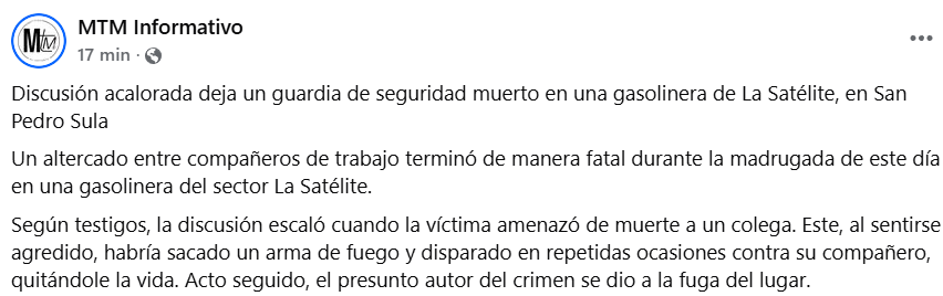 Captura de pantalla del comentario