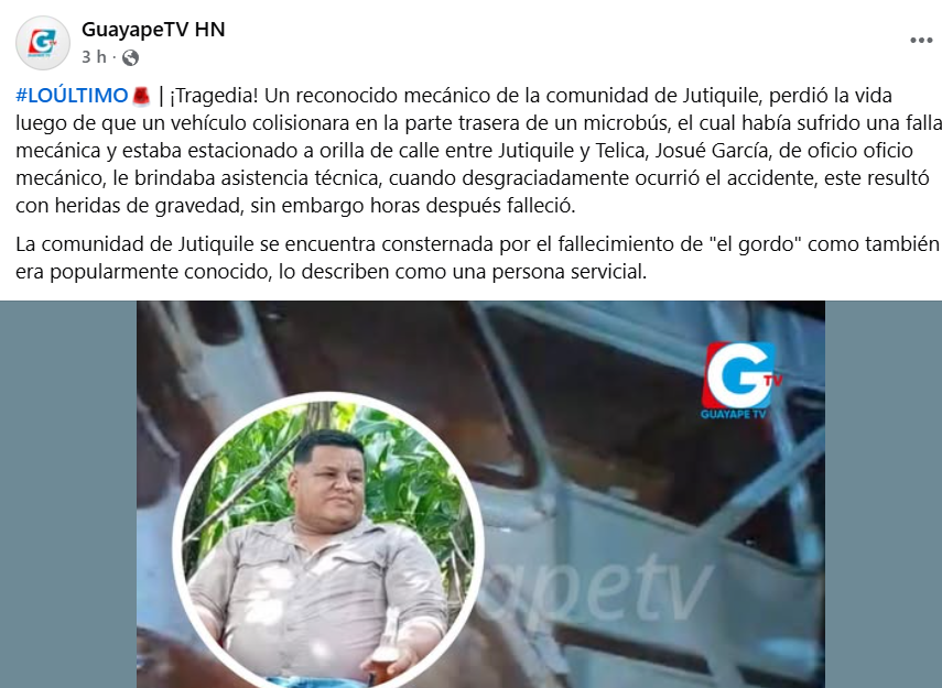 Captura de pantalla de la publicación