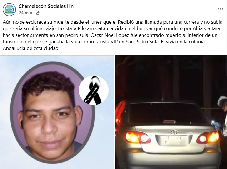 Captura de pantalla de la publicación