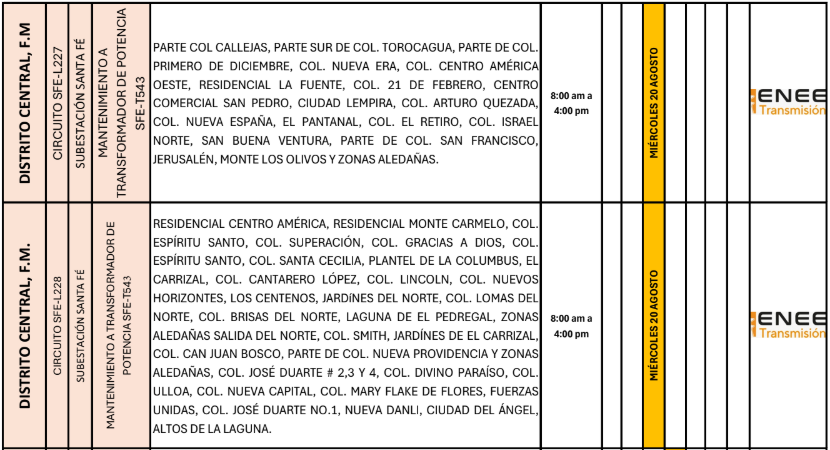 Lista de colonias que no tendrán luz pasado mañana