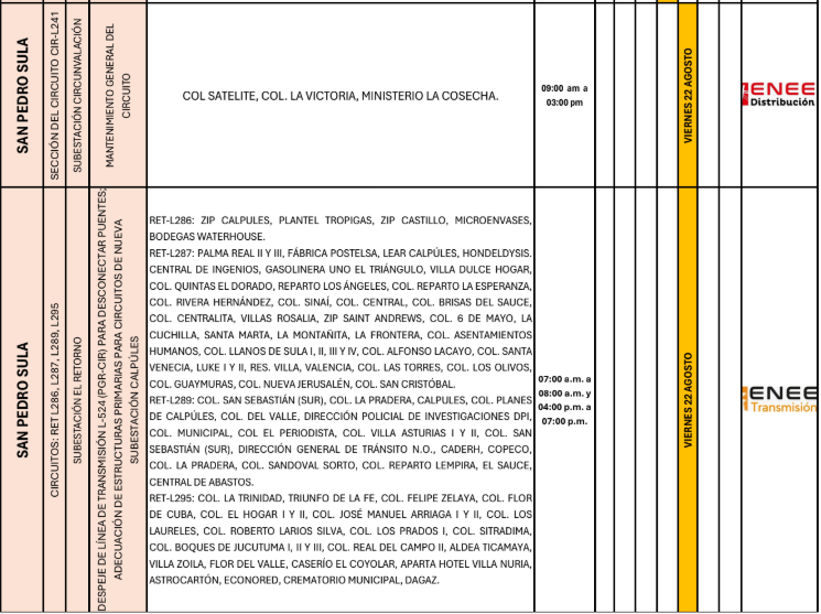 Lista de colonias que no tendrán luz pasado mañana