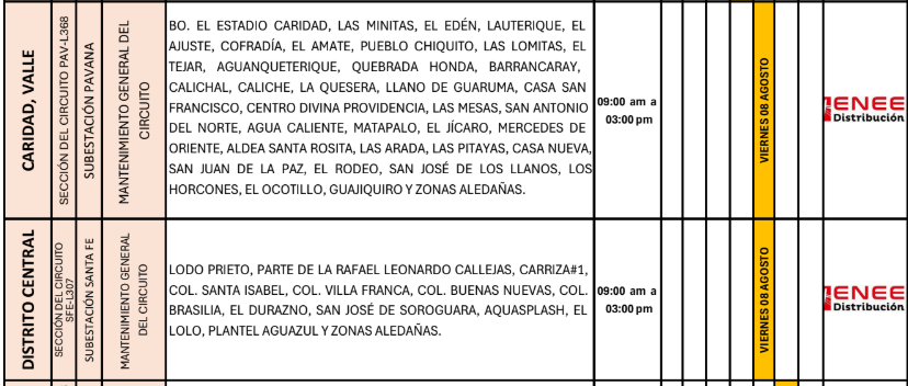 Lista de colonias que no tendrán luz pasado mañana