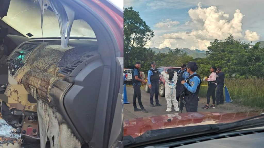 Carro donde murió gerente de una escuela en El Paraíso.