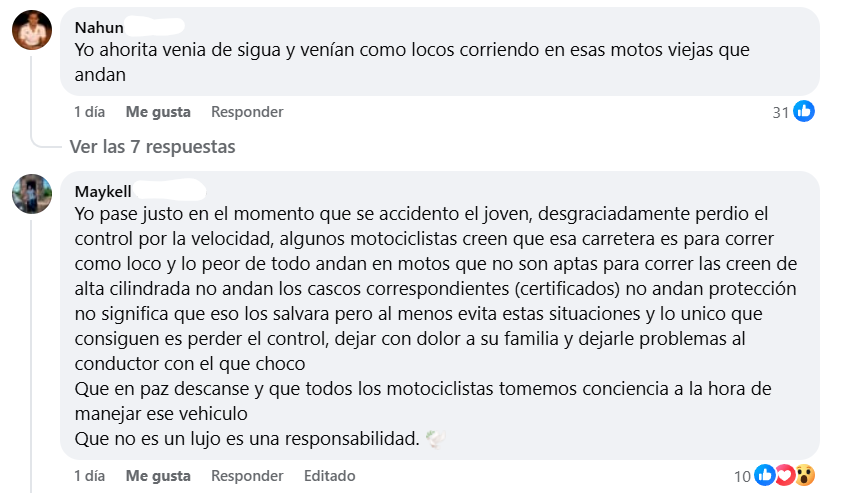 Captura de pantalla de los comentarios