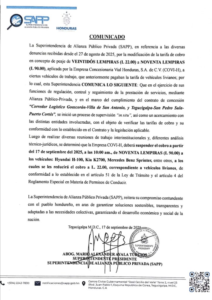 Comunicado de la SAPP