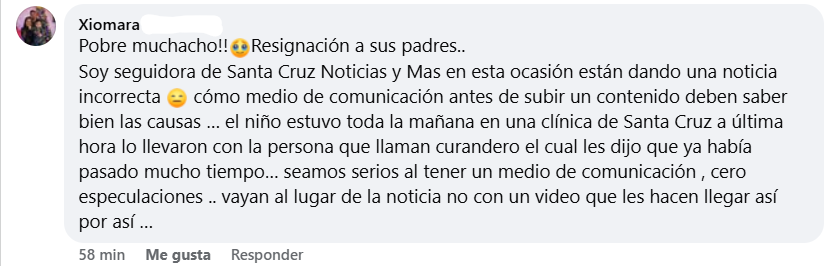 Captura de pantalla del comentario