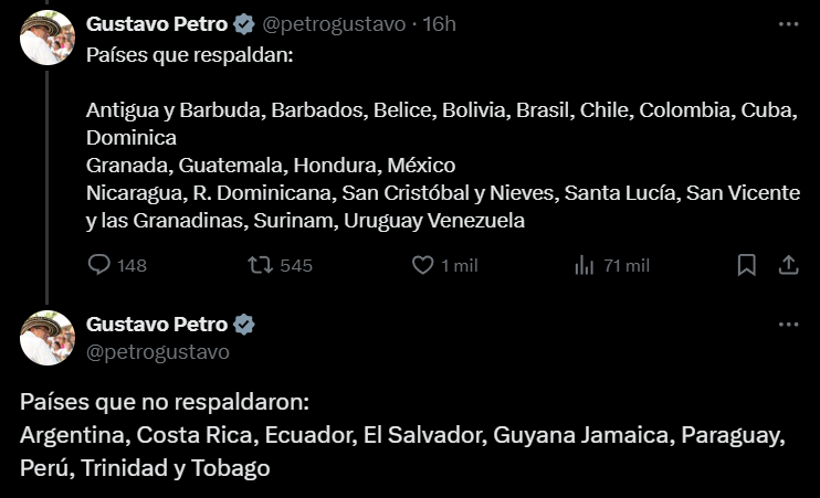 Captura de pantalla de los tweets