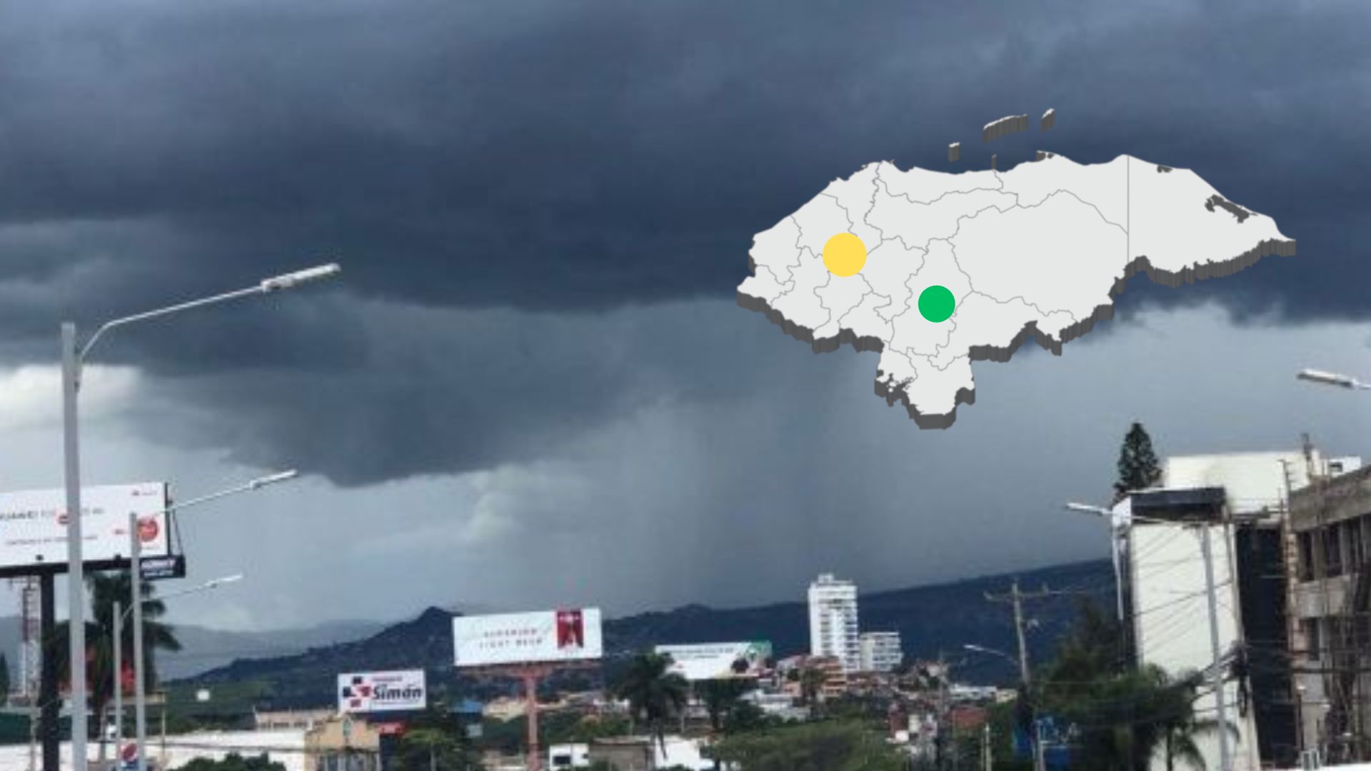 Honduras bajo alerta amarilla y verde por vaguada que provoca fuertes lluvias