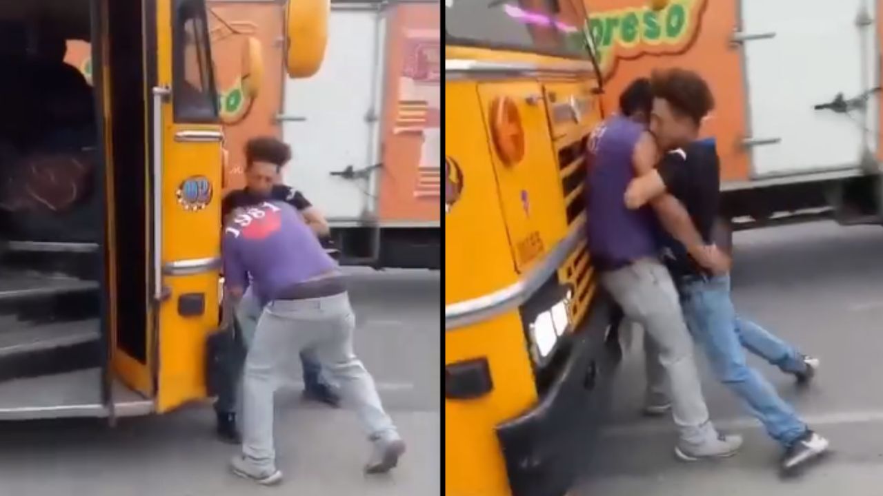 VIDEO: Ayudantes de buses se van a los golpes en plena calle por un pasajero
