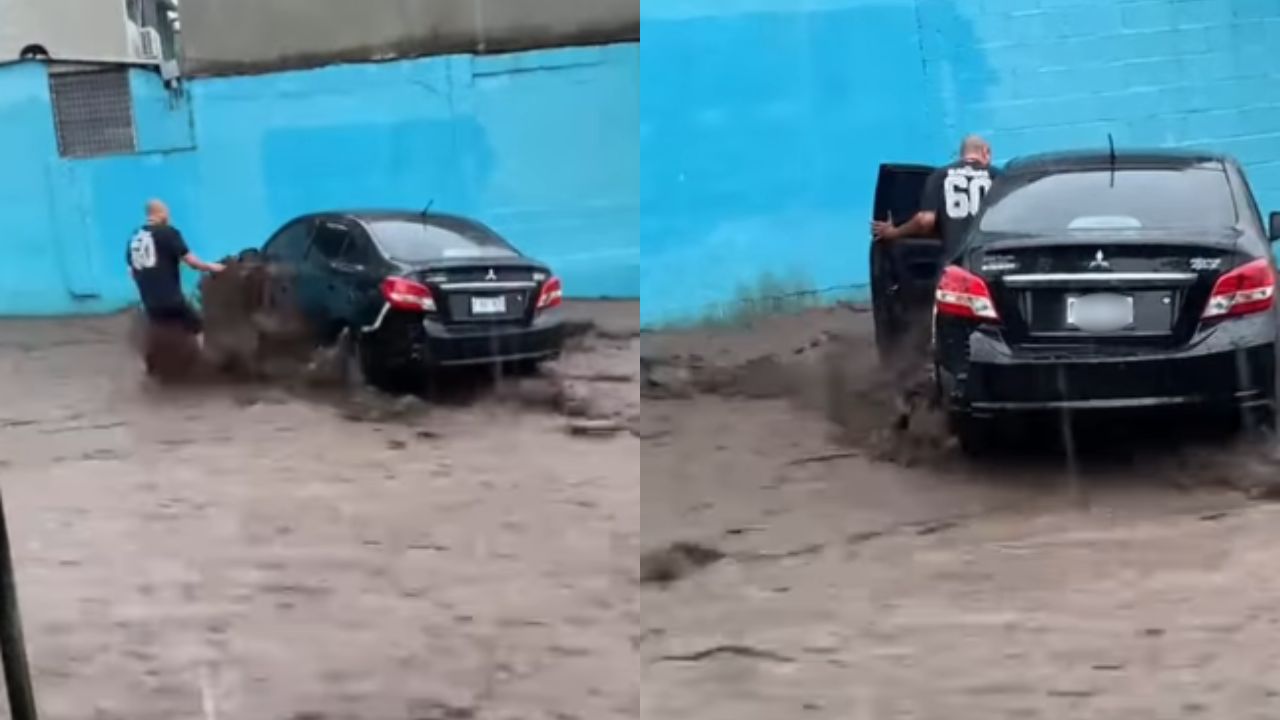 Vídeo: Hombre arriesgó su vida para salvar su carro, arrastrado por una corriente