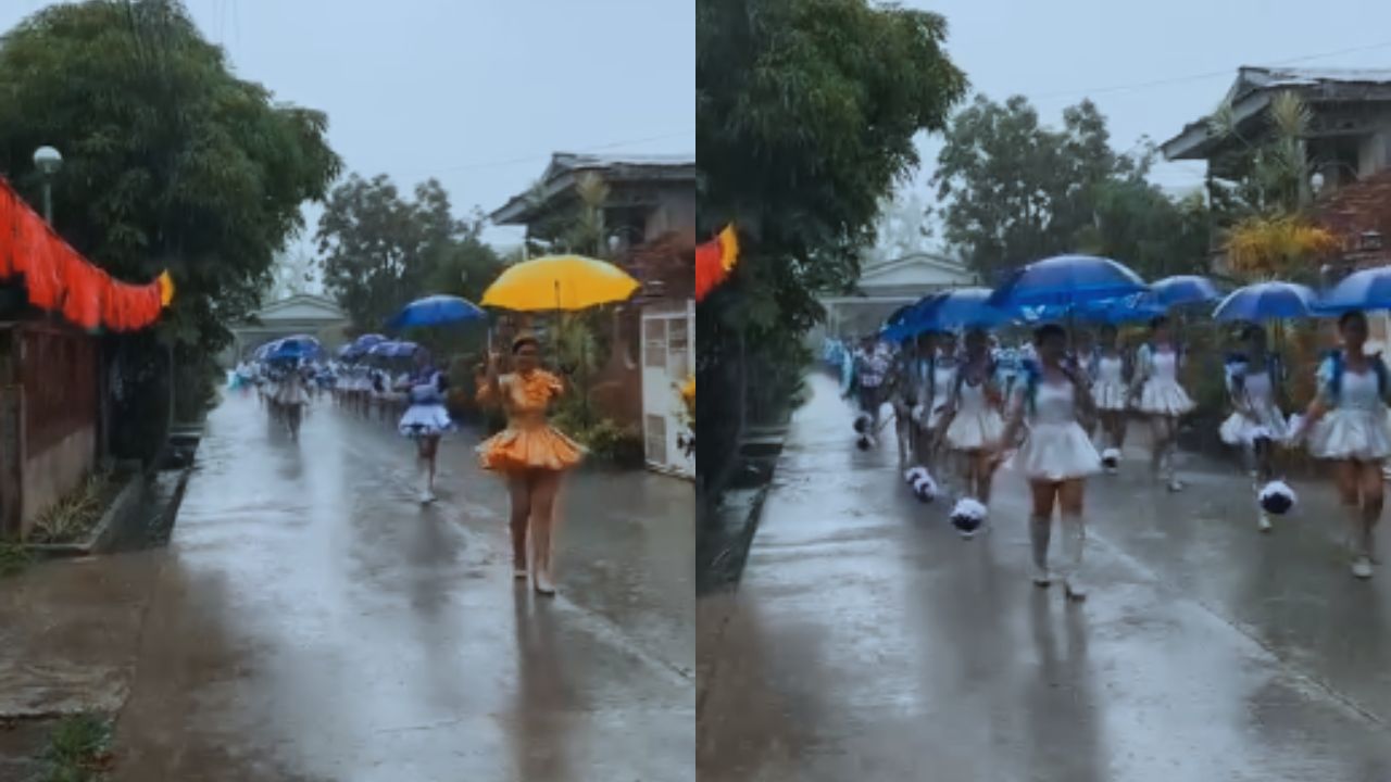 Vídeo: Palillonas desafían la lluvia y deslumbran con sombrillas en vibrante desfile