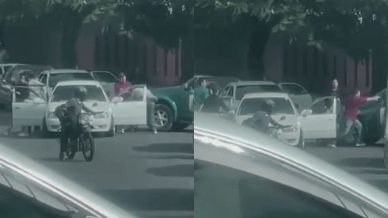 Hasta le rompieron la camisa: Graban nueva pelea callejera en avenida de Tegucigalpa