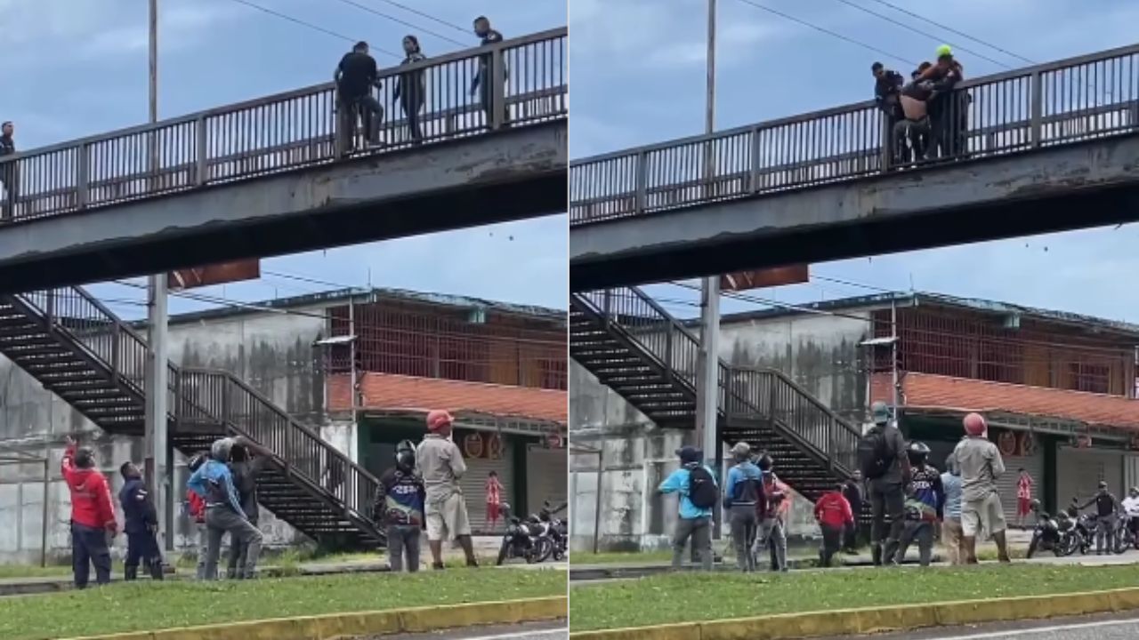 Vídeo sensible: Policías rescatan a un joven que intentaba lanzarse desde un puente