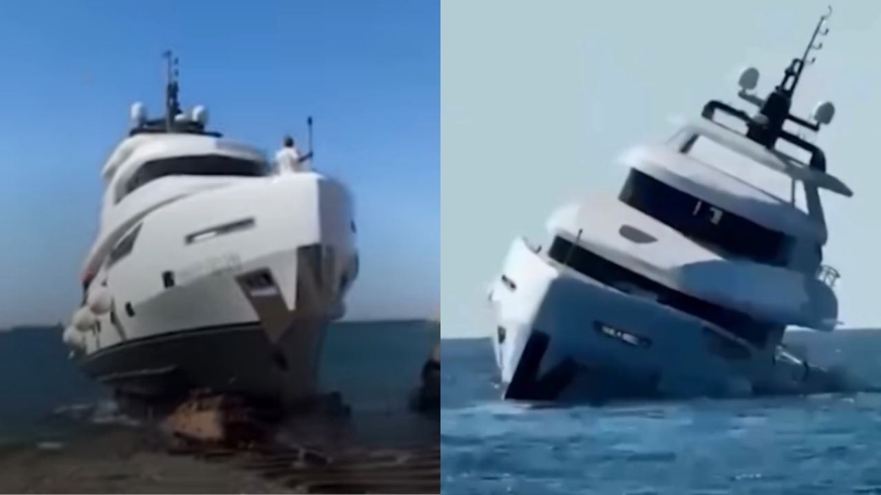 Ni el Titanic: Lujoso yate se hundió 15 minutos después de ser lanzado al mar