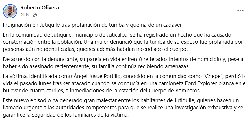 Captura de pantalla de la publicación