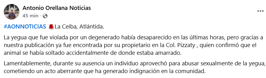 Captura de pantalla de la publicación