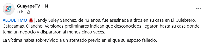 Captura de pantalla de la publicación