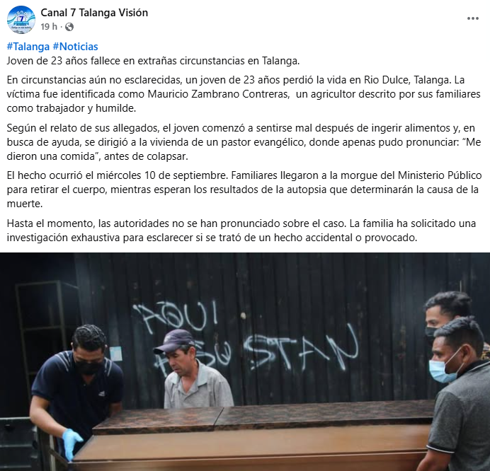 Captura de pantalla de la publicación