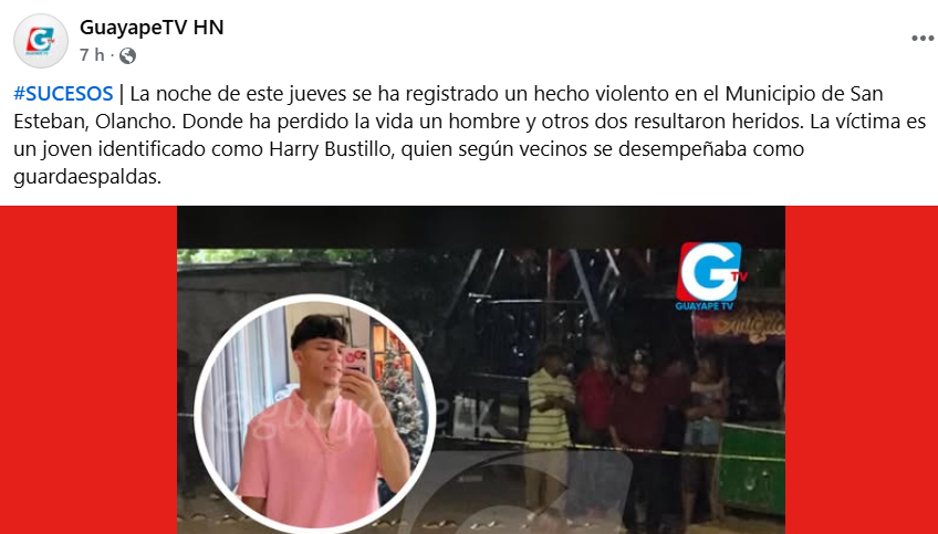 Captura de pantalla de la publicación