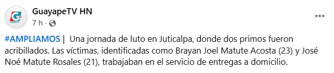 Captura de pantalla de la publicación