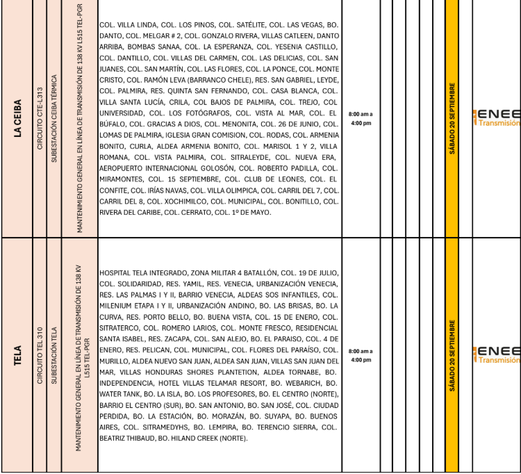 Lista de colonias que no tendrán luz pasado mañana